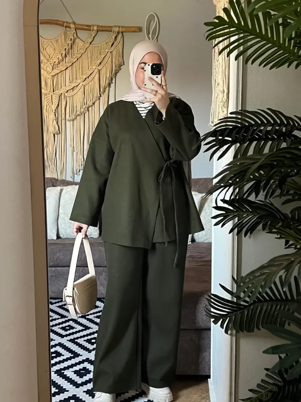 green side tie suit Side Tie Winter Suite