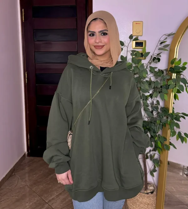 olive women winter Hoddie 1 Over size Winter Hoodie