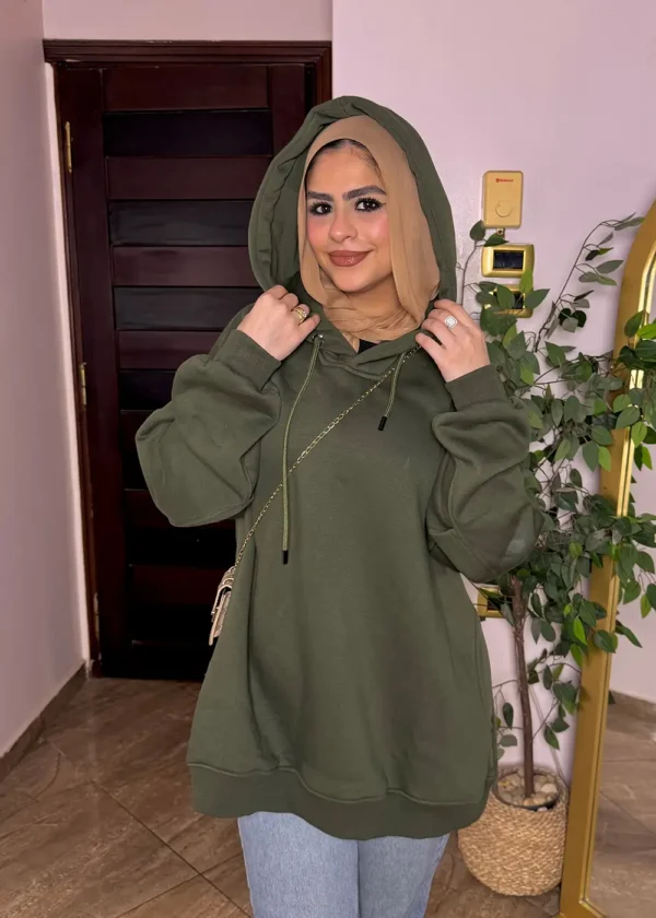 olive women winter Hoddie 2 Over size Winter Hoodie