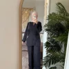 black Casual summer suit wide shot Freska Summer Suit