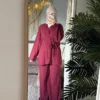 burghandy Casual summer suit wide shot Freska Summer Suit
