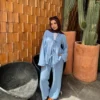 baby blue women cotton suit3 Comfortable cotton suit
