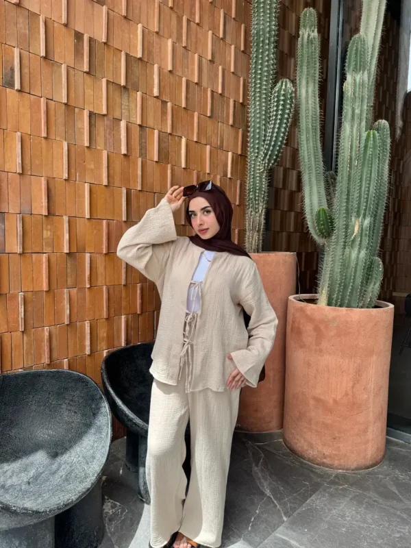 biege women cotton suit 2.1 (1) Comfortable cotton suit