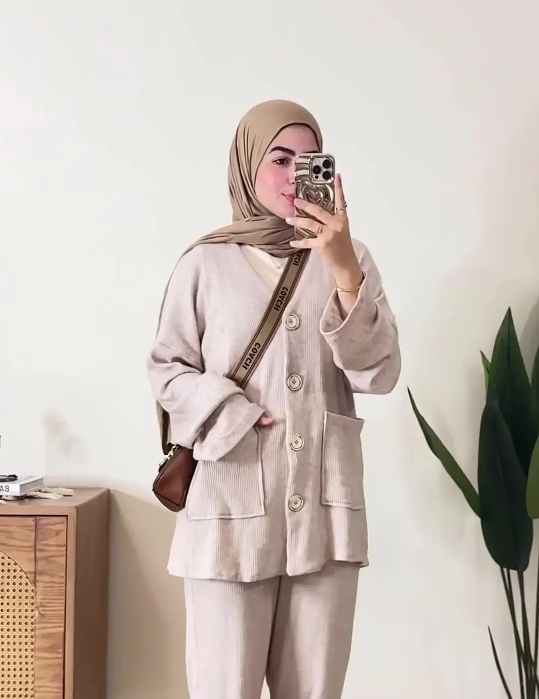 modest wear cozy ribbed knit suit
