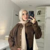 brown short trench for women mirror selfie3 Short Trench jacket🤎