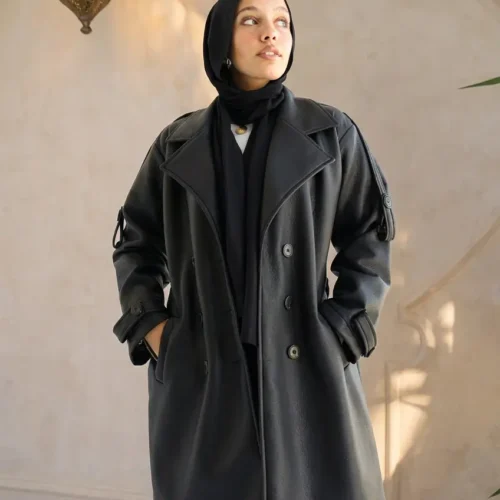 premuim black leather coat
