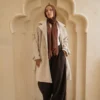 premuim light beige coat outdoor shoot premium leather coat
